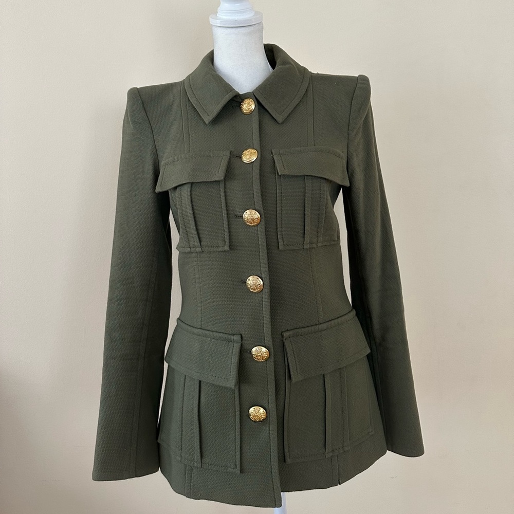 Veronica Beard Womens Lambery Dickey Jacket Blazer Size 0 Olive Green